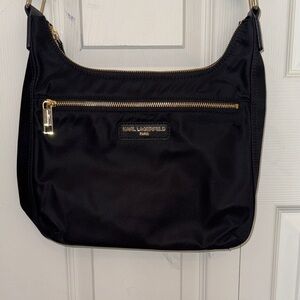 Karl Lagerfeld Black and Gold Shoulder/Crossbody Bag, EUC
